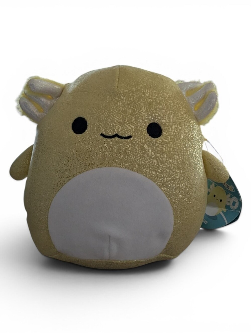 Squishmallows Yellow Glitter Axolotl Plush with White Belly